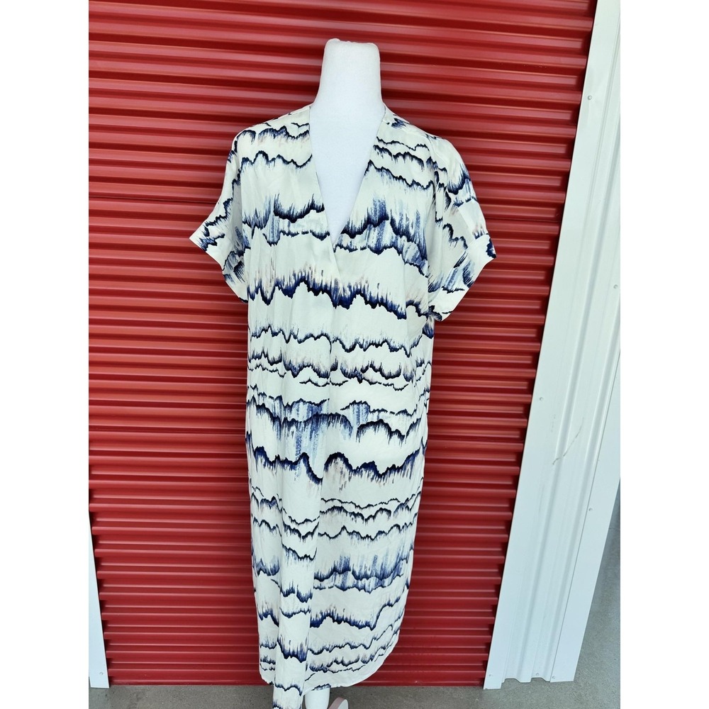 Nordstrom Dress Womens Medium White Tie Dye Kaftan V Neck Midi Pockets Boho